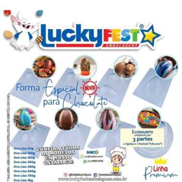 Imagem de Forma especial chocolate páscoa c/ 3 partes lucky fest, OVO LISO 500G