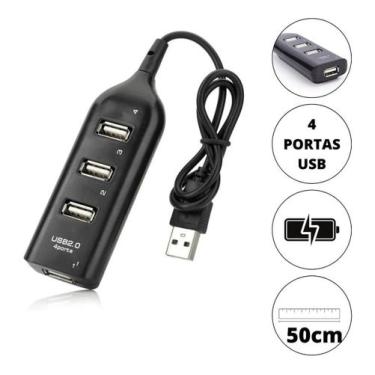 Imagem de Regua Cabo Hub Usb 2.0 De 4 Portas Rápidas Extensão Usb P Pc - FXConec