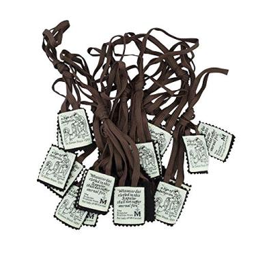 Imagem de VILLAGE GIFT IMPORTERS Escapulário marrom do Monte Carmelo - 100% lã - Nossa Senhora e São Simão - Disponível em pacotes - Qualidade feita à mão, lã, Sem Pedra Preciosa