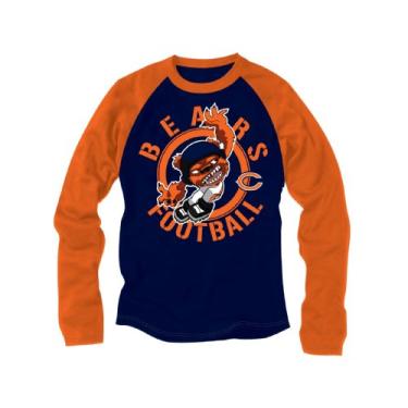 Imagem de NFL Chicago Bears Camiseta raglã de manga comprida para meninos, tamanho médio
