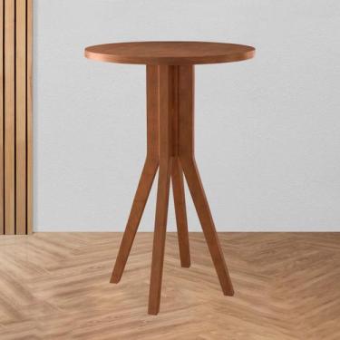 Imagem de Mesa Bistrô Bar Alta Redonda 60x100Cm Madri Madeira Castanho CCS - CCS