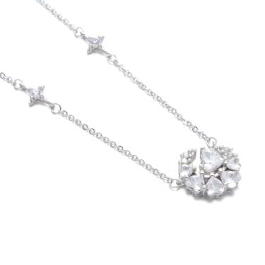 Imagem de Jewelry Kingdom 1 Colar de corrente de ouro feminino com pingente de coração e pedras banhado a ouro 18K banhado a ouro 18 K + corrente de 5 cm, presente de aniversário de aniversário para mãe e