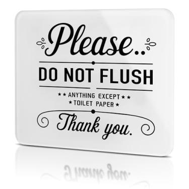 Imagem de Placa Do Not Flush – Placa de papel higiênico apenas nivelada – Sinais de banheiro para Airbnb, hotéis, negócios e banheiros domésticos placa de acrílico autoadesiva para banheiros em negócios e em