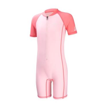 Imagem de COPOZZ Roupa de mergulho para crianças, meninos e meninas, 0,5 mm fina, shorty protetor de erupção cutânea, zíper frontal FPS 50 + maiôs para mergulho