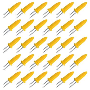 Imagem de LaoChoes 30 suportes de espiga de milho, suportes de milho, suportes de milho para espiga, espetos de milho, suportes de milho de aço inoxidável, garfo de churrasco para família