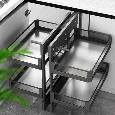 Imagem de Organizador de canto cego para armário de canto de cozinha com 4 cestos ocultos e organizador de armário de canto cego