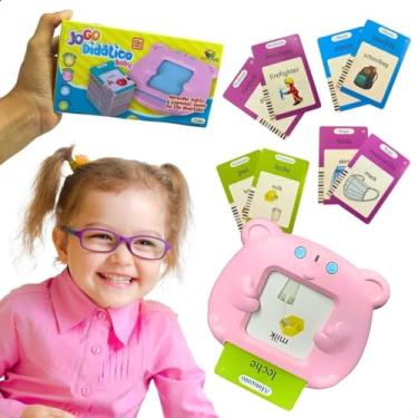 Imagem de Brinquedo de Aprendizado Interativo Infantil com Cartões Educativos Tradutor Bilíngue em Espanhol Inglês Ideal para Desenvolver Linguagem e Habilidades Cognitivas (Rosa, Padrão)