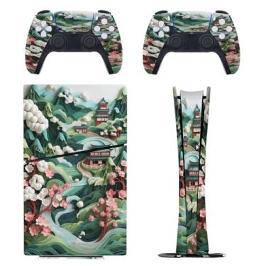 Imagem de Skin for PS5 Slim Digital Edition, capa adesiva para console e controle PlayStation 5, película protetora removível fácil de envolver acessórios para jogos, decalque capa completa - padrões artísticos