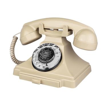 Imagem de Telefone fixo retrô, telefone antigo com fio vintage, mostrador rotativo dos anos 30, telefone de decoração de casa, telefones residenciais decorativos de moda antiga para idosos, telefones rotativos