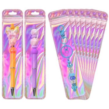 Imagem de 50 sacos holográficos Mylar - sacos de embalagem Ziplock transparentes à prova de resselagem - sacos de amostra, batom, doces, joias, pulseira, sacos de armazenamento de festa para pequenas empresas