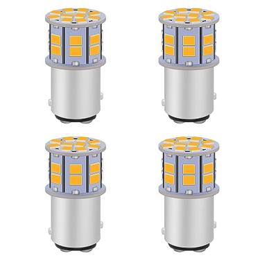 Imagem de LEDYOTRY Lâmpada LED 1157 amarelo âmbar, super brilhante 2357 BAY15D 7528 2057 lâmpadas LED para pisca-pisca de seta de estacionamento DRL luzes traseiras de freio, pacote com 4