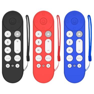 Imagem de [3 peças] Capa de silicone para controle remoto de voz Google TV Streamer 4K 2024, capa à prova de choque para controle remoto de voz Google TV Streamer 4K, capa para controle remoto com cordão (preto