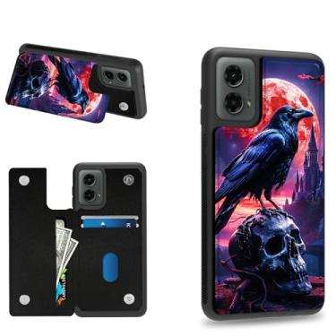 Imagem de Dikoer Capa carteira Skull Eagle para Moto G Stylus 5G 2023 6,6 polegadas com compartimentos para cartão de crédito e proteção de silicone macio à prova de choque com compartimentos para cartão para