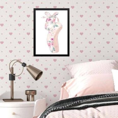 Imagem de Quadro Infantil Menina Sapatilha De Balé 33X24Cm - Com Vidro