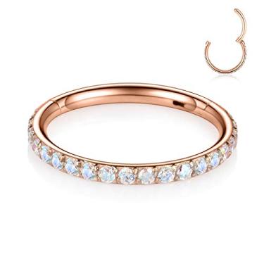 Imagem de PEAKLINK 20G 18G 16G 14G CZ/Opala Aço Inoxidável Sem Costura Articulada Segmento Anel de Piercing para Cartilagem de Concha de Septo Helix 6/7/8//9/10/12 mm