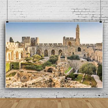 Imagem de Pnylzzyxh Pano de fundo de Jerusalém, cenário histórico de Israel, pano de fundo da Torre de Davi da cidade velha para comemorar tema retrato fotografia fundo 6 x 3 m banner adereços de estúdio