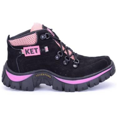 Imagem de Coturno Feminino Bota Adventure Preto Tênis Couro Legitimo - Ketter Bo