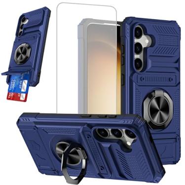 Imagem de HTXWXJC Capa para Galaxy A56, SM-A566 Capa carteira para Samsung A56, protetor de tela, porta-cartões com anel magnético para celular para Samsung Galaxy A56 azul