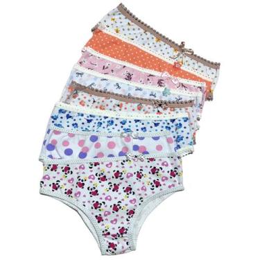 Imagem de Kit 10 calcinha menina Algodão Infantil Estampadas Confortável - TJ Vi