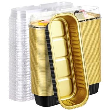 Imagem de EUSOAR Creme Brulee Ramekins, 100 peças, folha de alumínio preta, 192 g, mini formas de bolo para assar, formas com tampas, pão, pão, cupcake, sobremesa, cheesecake, creme, brulee, suflê, ramequins