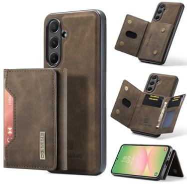 Imagem de Capa carteira de couro magnética destacável 2 em 1 para Samsung A56 5G, 8 compartimentos para cartão, recurso de suporte, TPU à prova de choque e capa de telefone de couro premium (café)