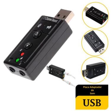 Imagem de Placa Adaptador De Som Usb 7.1 Canais 3d Premium - Exbom