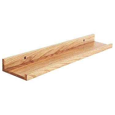 Imagem de Divisória flutuante de madeira maciça de carvalho prateleira flutuante prateleira de parede criativa em forma de U prateleiras de exibição para sala de estar, escritório, quarto, banheiro, cozinha,