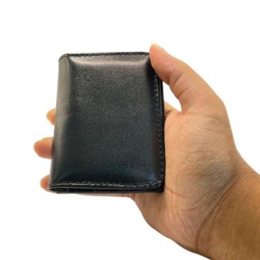 Imagem de Carteira masculina couro legítimo lisa sem logo RFID anti-roubo Cartõe