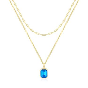 Imagem de Secroma Colares em camadas de ouro para mulheres, colar de cristal banhado a ouro 18 k, clipe de papel, gargantilha verde esmeralda, joia para mulheres presentes, Cristal, Zircão