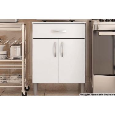 Imagem de Balcão Cozinha p/Cooktop Easy 2 Portas 1 Gaveta 60cm Branco - Demóbile