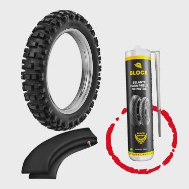 Imagem de Kit Pneu Ttr 125 Crf 150f Trilha Cross 90/100-16 Rmx35 Rinaldi + Camara + Vacina