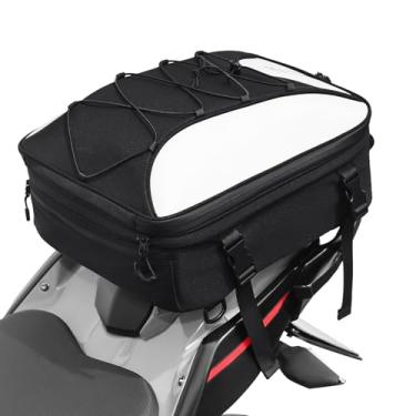 Imagem de Bolsa traseira para motocicletas, 22L-34L, tecido RPET reflexivo 600D, bolsas de bagagem para assento traseiro com capa de chuva, bolsas de capacete de motocicleta, armazenamento de mochila para