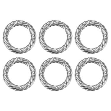 Imagem de HARFINGTON 6 peças de anéis de mola redondo de 3/10.2 cm gatilho de metal gancho de pressão círculo prata chaveiro clipe chaveiro para bolsas bolsa porta-chaves