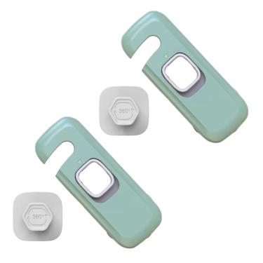 Imagem de Trava de Segurança Gaveta Armario Geladeira Kit 2 unidades Bebe Criança Evita Acidente Porta Janela Proteçao Fechadura