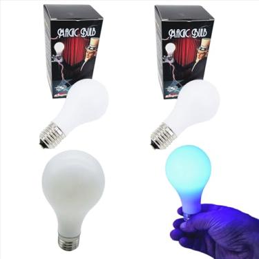 Imagem de sumrica Magic 2 Pcs Close Up Comedy Magic Lamp LED brilha na mão, modelo de botão de pressão Gimmick lâmpada de bateria para truque de mágica, luz azul (H 11 cm L 6 cm)