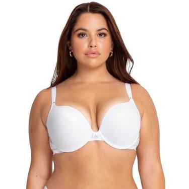 Imagem de Smart & Sexy Sutiã push-up feminino com aro e decote máximo, Branco com asas de renda, 32B