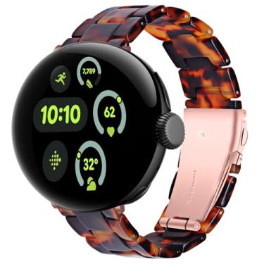 Imagem de Pulseira de relógio de resina compatível com Google Pixel Watch 3 de 41 mm/45 mm, pulseira de substituição ultraleve para Pixel Watch 3, pulseira elegante à prova d'água (41 mm, carapaça de tartaruga)