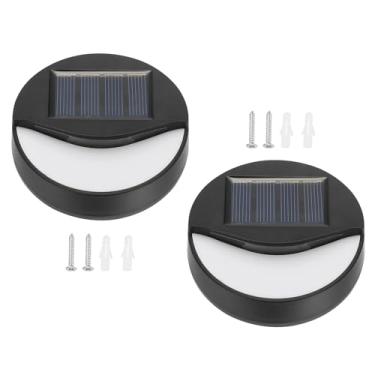 Imagem de PATIKIL Luzes solares externas à prova d'água, pacote com 2 arandelas de parede LED para decoração, deck, degrau, cerca, varanda e pátio, branco quente