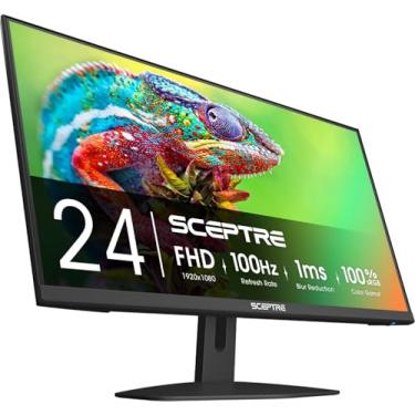 Imagem de Sceptre Novo monitor de jogos de 61.0 cm 100Hz 1ms DisplayPort HDMI x2 100% sRGB AMD FreeSync alto-falantes embutidos, cuidados com os olhos máquina sem moldura preta 2024 (E248W-FW100T)