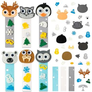 Imagem de HubirdSall 24 Pack Winter Polar Animals Felt Bookmark Craft Kit, DIY Make Your Own Arctic Animal Bookmarks with Reindeer Walrus Polar Bear Penguins Art Bulk Party Gift Classroom Activities for Kids