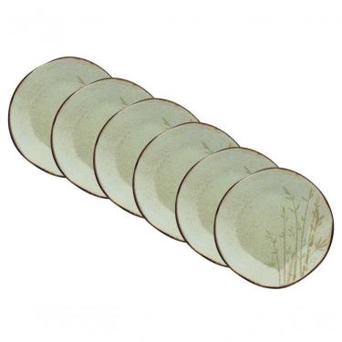Imagem de Jogo De Pratos Rasos Bambu 27,5cm 6 Peças Porcelana Oxford