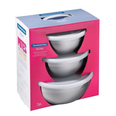 Imagem de Kit Potes Em Aço Inox Tramontina Freezinox 3 Peças