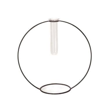 Imagem de Vaso Decorativo Arco Preto Em Vidro E Metal Mart 24x25cm