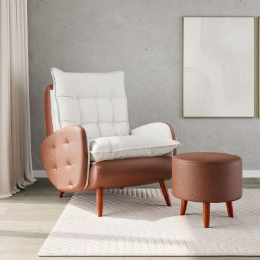 Imagem de Poltrona Eloá Plus Com Puff Marrom-cinza