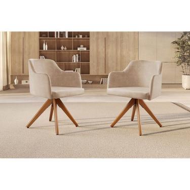 Imagem de Kit Com 2 Poltronas Giratória Eros Para Sala De Estar Bege