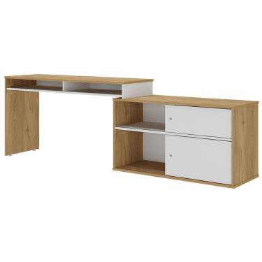 Imagem de Mesa Para Escritório Escrivaninha Home Office 12 Em 1 Forms A02 Olmo Branco - Lyam Decor