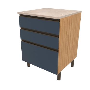 Imagem de Balcão Bartira Cristal Em Mdp Com 2 Gavetas, 1 Gavetão, 60cm Lâmina De Mel/azul Royal