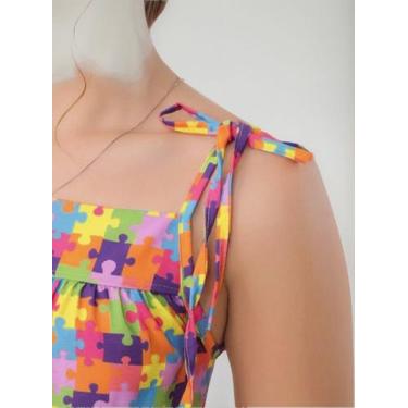 Imagem de Vestido Infantil Juvenil Lala Alçinha Estampado Autismo - Se Tu Benção