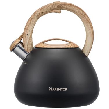 Imagem de Chaleira de Chá 2.5L em Aço Inoxidável com Apito, MARSKITOP, Preto