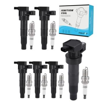 Imagem de TAUTOY Conjunto De 6 Bobinas Ignição Uf546 E Velas Irídio (3,3 L 3,8 L) Para Hyundai Azera Entourage Genesis Santa Fe Sonata Veracruz, Kia Amanti Optima Sedona Sorento Rondo Cadenza K900